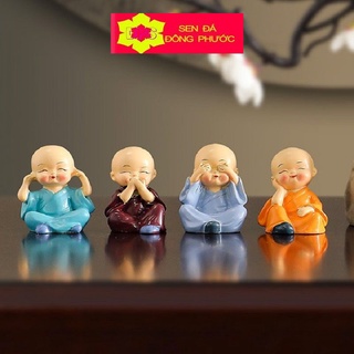 Bộ tựơng tứ không không nón- Tượng chú tiểu tứ không bằng nhựa - tượng phong thuỷ, tượng phật giáo - Sen đá Xương rồng