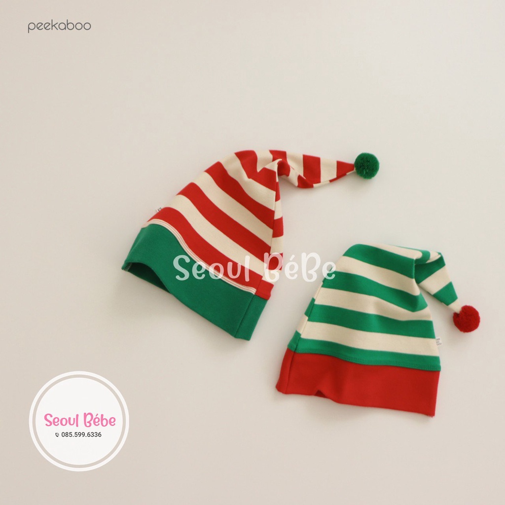 Bộ suit/rời dài tay kẻ to Piyong Ppippi Noel Peekaboo made in Korea