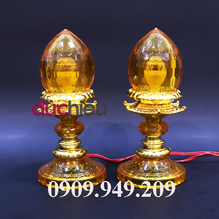 Bộ 2 đèn trái đào để bàn thờ cúng trang trí gia tiên, tết – Đức Hiếu Shop
