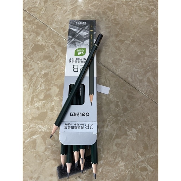 Bút chì 2B Deli lục giác dùng cho học sinh-văn phòng -màu xanh-1 cái 7084
