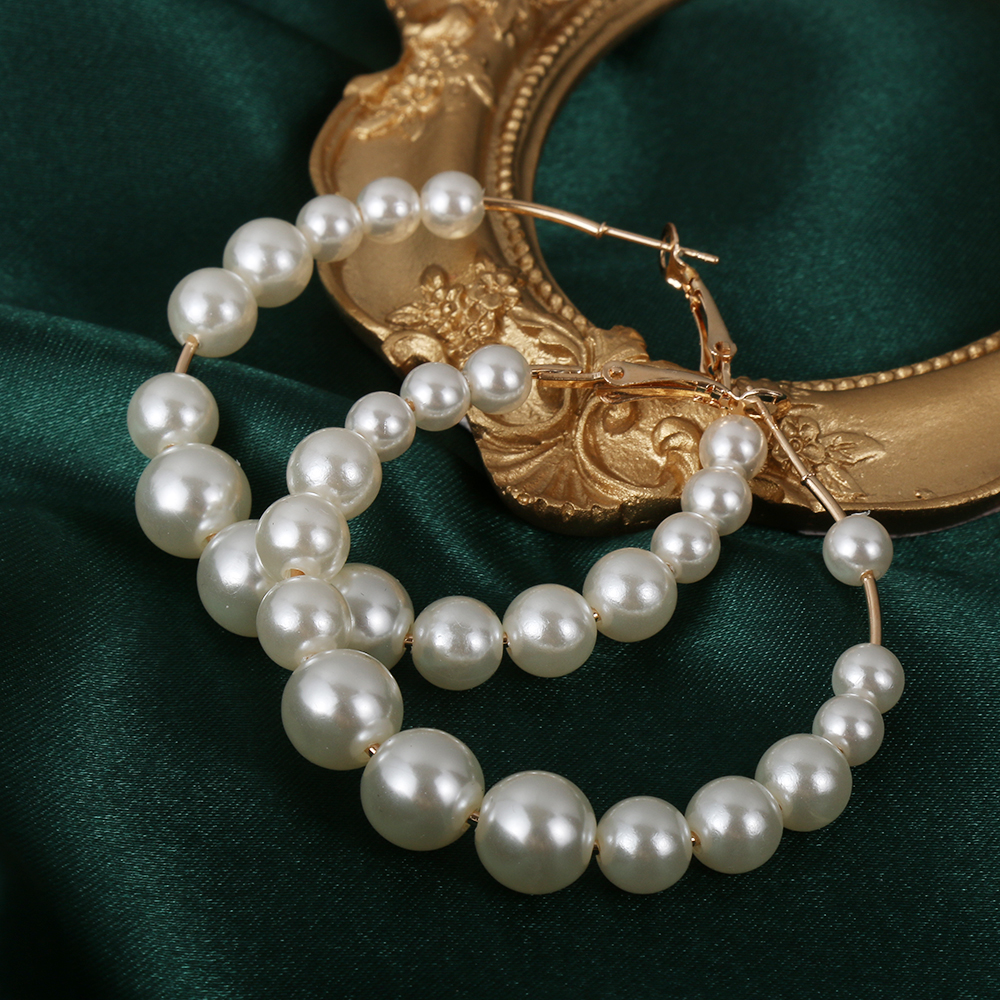 Khuyên Tai Dạng Vòng Phối Ngọc Trai Nhân Tạo Thời Trang Cho Nữ Dự Tiệc|Nhẫn Tròn Lớn Đính Đá Quý