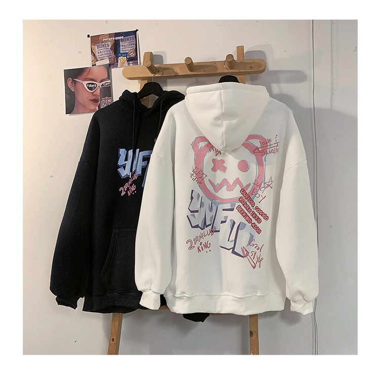 Áo hoodie lót nhung form rộng in họa tiết graffiti phong cách đường phố Hàn Quốc cho nữ
 | BigBuy360 - bigbuy360.vn