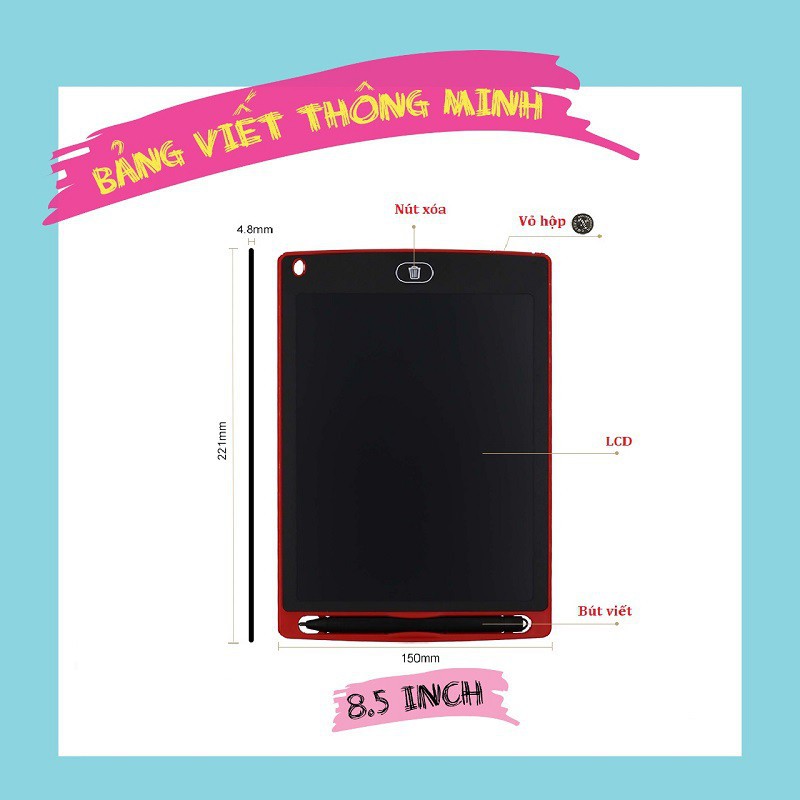 Bảng viết thông minh LCD tự xóa 8.5 inch cho bé tập vẽ, viết