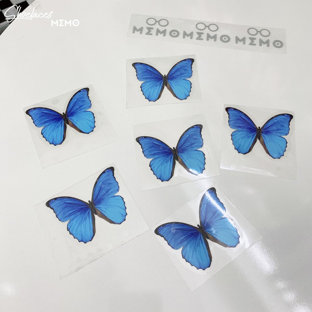 Combo Custom Giày Blue Butterfly- Miếng dán chuyển nhiệt trang trí giày