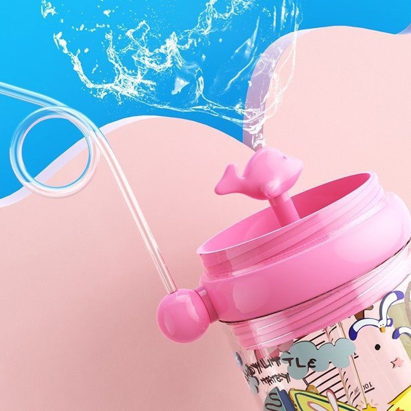 Bình tập Uống đài Cá Voi  Phun Nước chống sặc Kèm Dây Đeo, An Toàn Cho Bé