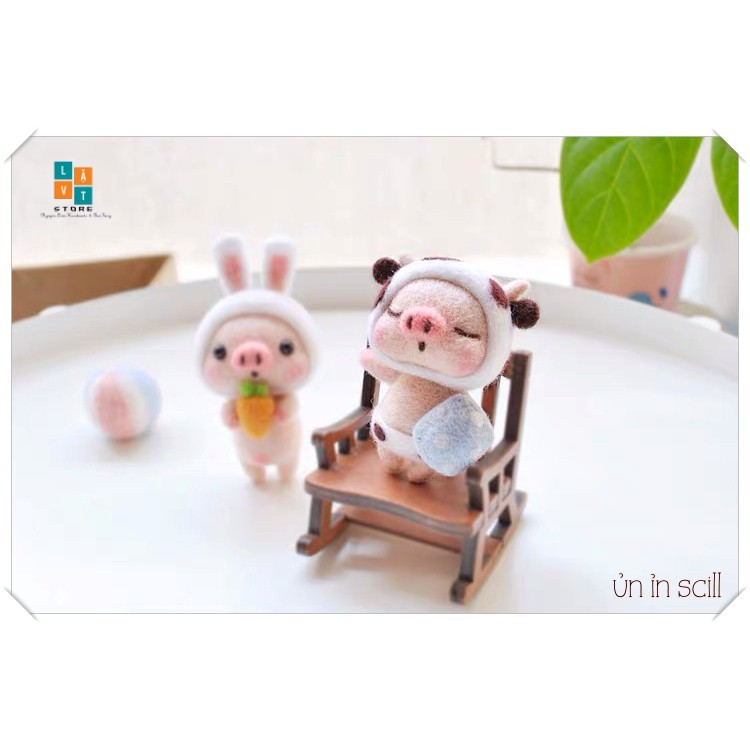 [FREESHIP TỪ 50K] KIT LEN CHỌC ỦN ỈN SCILL - Needle Felting Pig - Handmade, Quà Tặng, DIYS