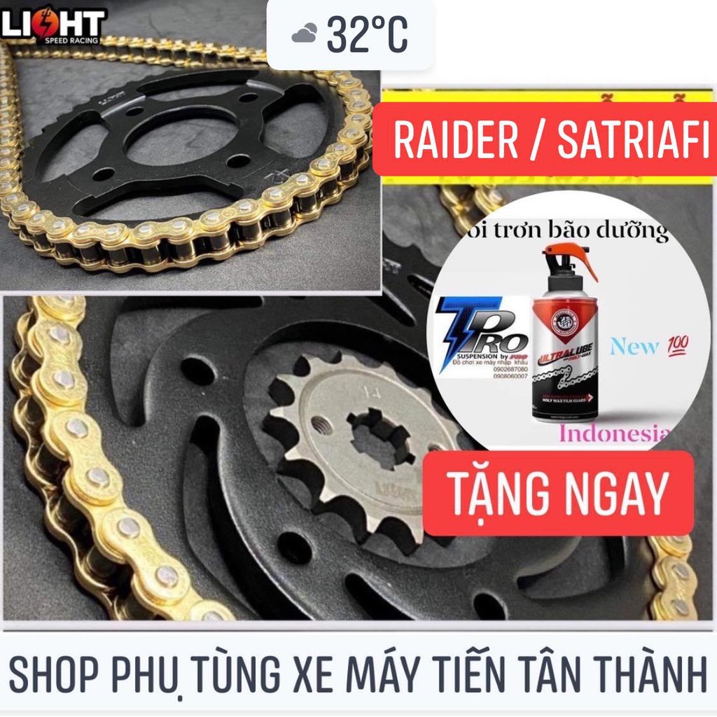 [TẶNG NGAY XỊT SÊN BÔI TRƠN] COMBO SÊN NHÔNG DĨA LIGHT raider / satria fi