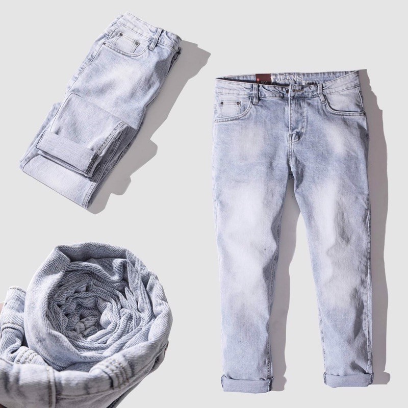 Quần jean dài thời trang nam Bigsize < 110kg màu Bạc xanh