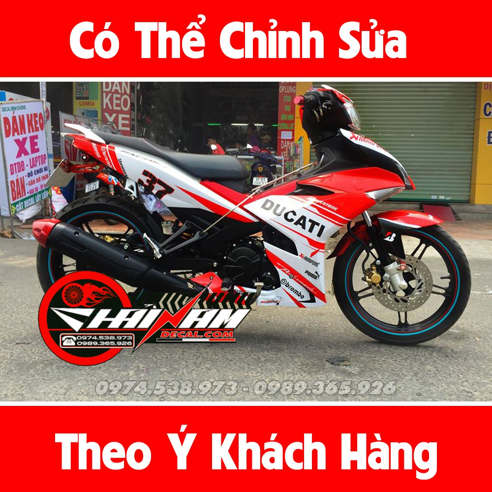 Tem Xe Exciter 150 Ducati  Trắng Đỏ