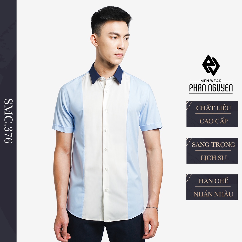 Áo Sơ Mi Nam Form Slim Fit PHAN NGUYỄN Tôn Dáng, Ôm Vừa Vặn, Chất Vải Cao Cấp Bền Màu, Chống Nhăn SMC.376