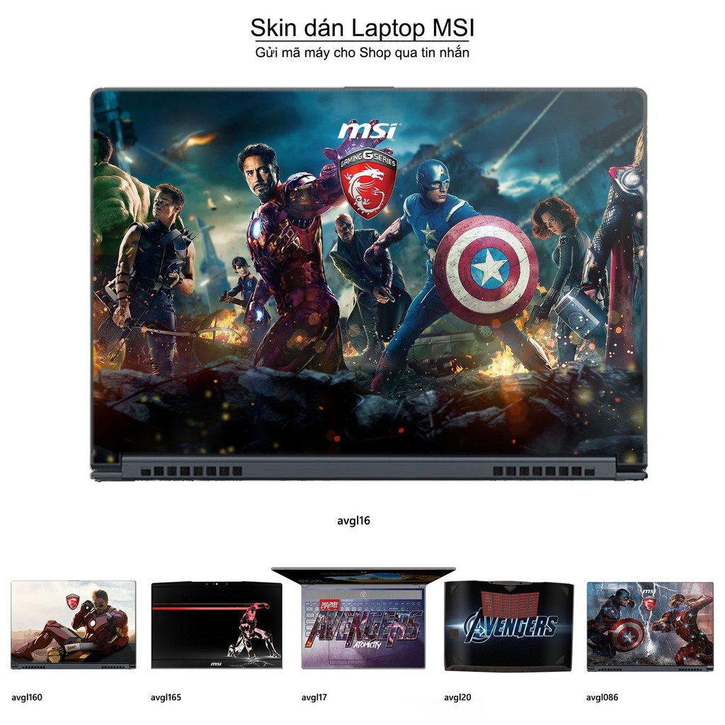 Skin dán Laptop MSI in hình Avenger nhiều mẫu 4 (inbox mã máy cho Shop)