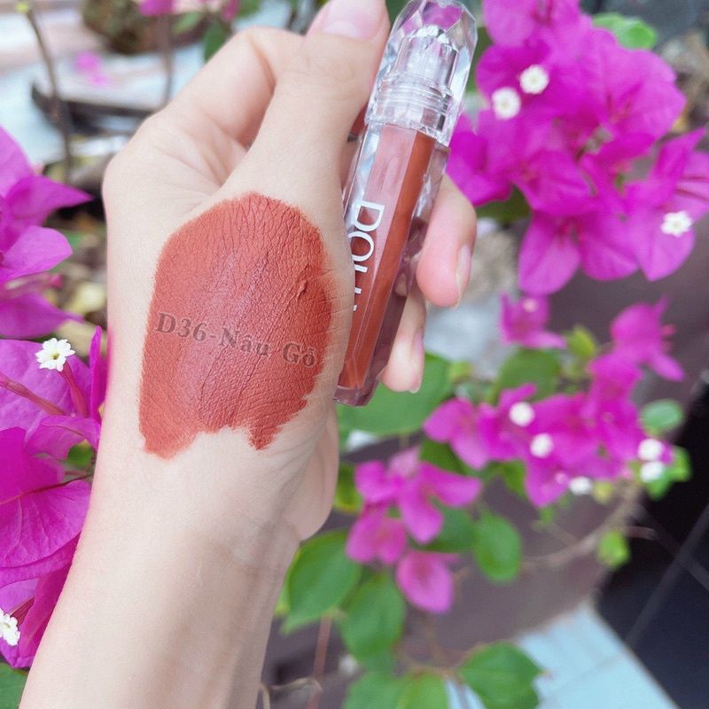 Son kem lì Dolly Diamod velvet màu Nâu Gỗ mềm mịn môi