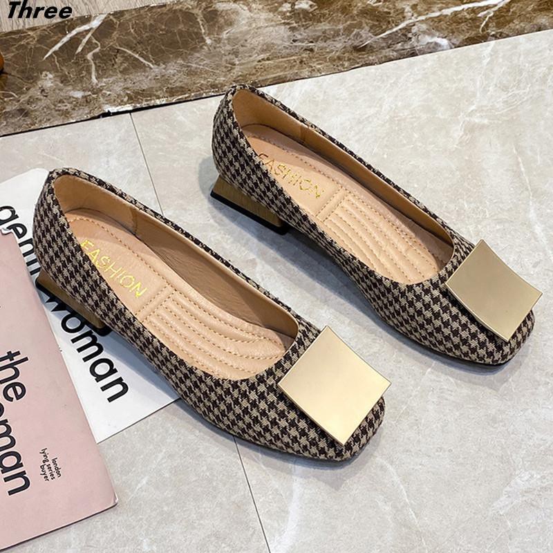 Women's shoes, single shoes, women's gentle Korean version of all-match fashion casual square-toe light mouth peas shoes