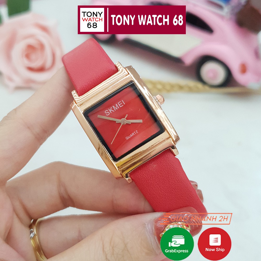 Đồng hồ nữ SKMEI dây da mặt vuông vền vàng chính hãng Tony Watch 68 | BigBuy360 - bigbuy360.vn