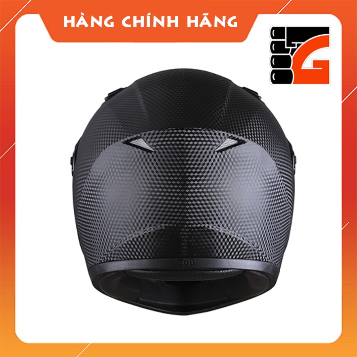 Mũ Bảo Hiểm Fullface AGU Đen vân Carbon logo đồng