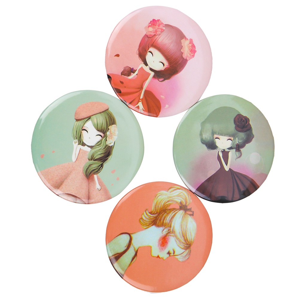 [Hàng mới về] Gương trang điểm mini hình tròn họa tiết hoạt hình phong cách Hàn Quốc 2021