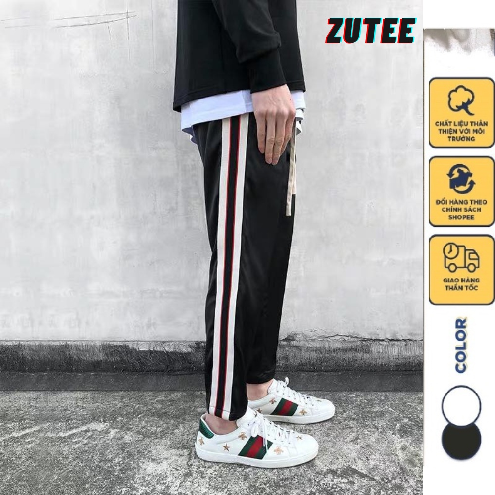 Quần dài nam nữ 3 sọc 1 sọc quần thể thao phối viền đỏ unisex kiểu dáng suông jogger