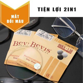 Tròng kính Bevis 1.56 đổi màu khói, phản quang, chống UV400