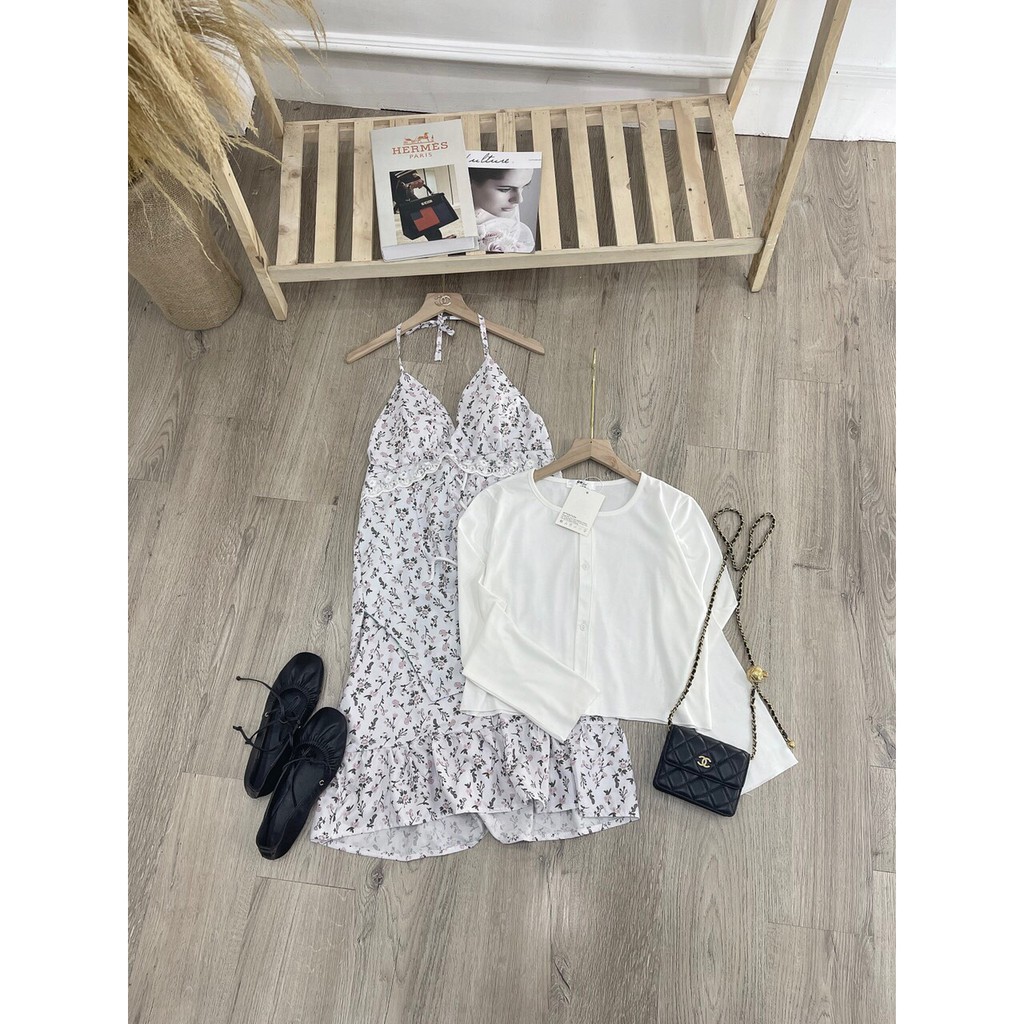 set váy hoa 2 dây cúp ngực kèm áo khoác cực xinh Chất đũi tàu siu mềm mát - Áo cardigan len mỏng nữ ❤️ FREESHIP❤️ | BigBuy360 - bigbuy360.vn