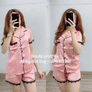 Bộ Ngủ Đùi Nữ Chất Phi Bóng Đẹp Mềm Mại