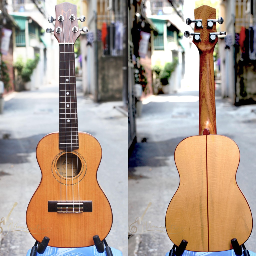 Đàn ukulele handmade Vinaguitar concert tenor Việt Nam gỗ thịt nguyên tấm VU-0x chính hãng - tặng full phụ kiện
