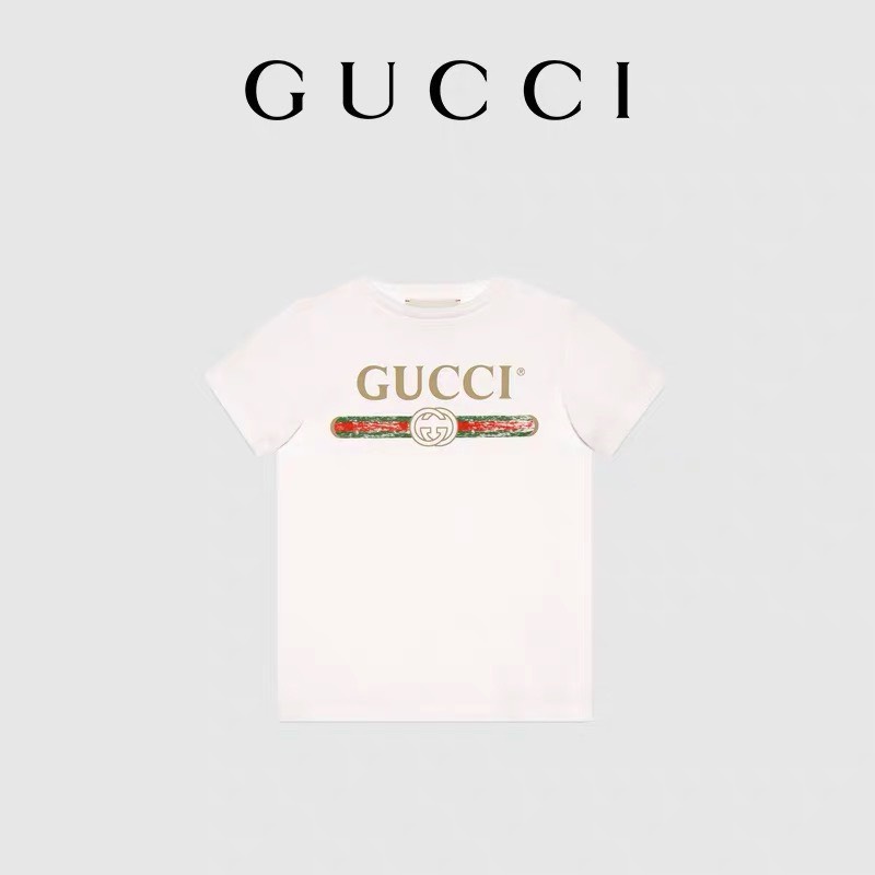 Áo thun tay lỡ Gucci basic cho bé , áo hun bé trai , bé gái cotton , Kid_genZ