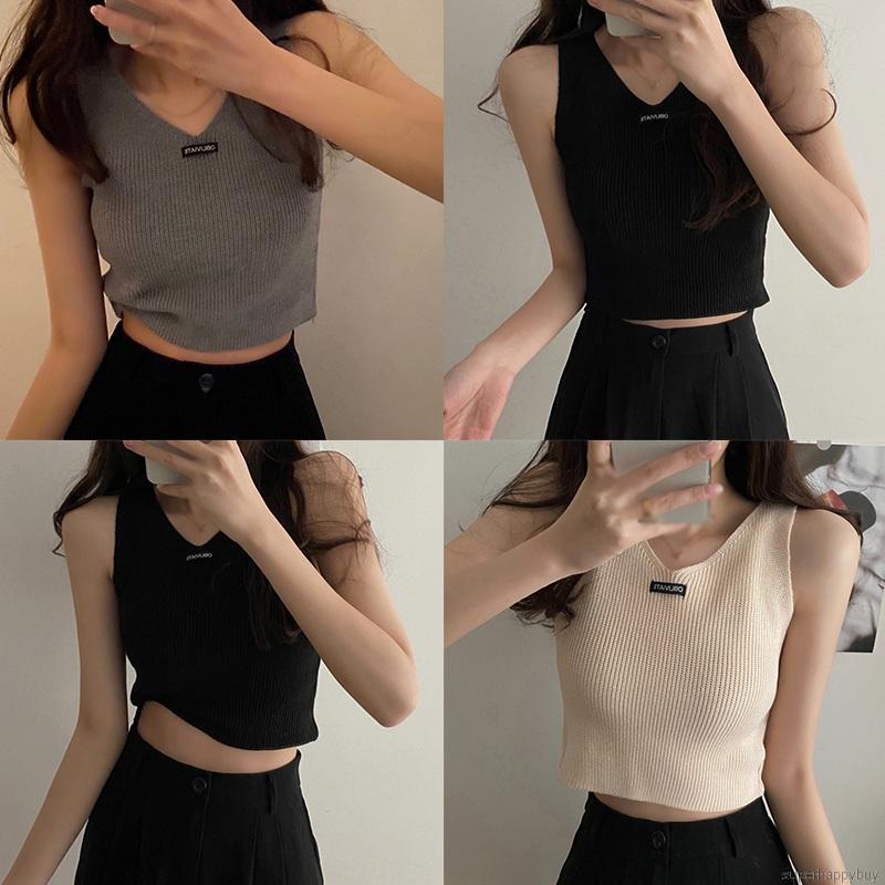 Áo kiểu không tay dệt kim phong cách Hàn Quốc thời trang dành cho nữ