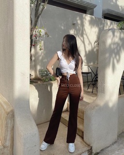 Quần ống loe 2 khuy cạp cao