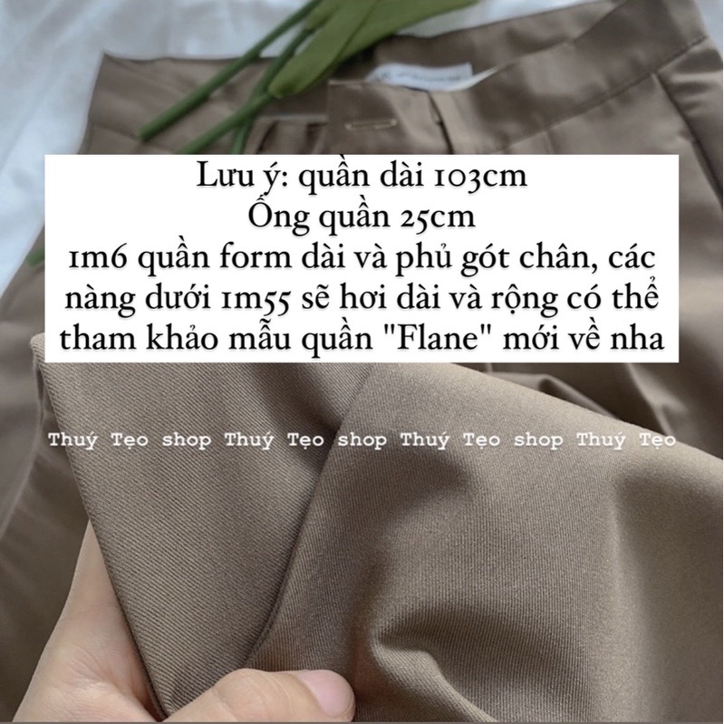 [Hàng sẵn] Quần ông suông cạp cao MÀU NÂU- Quần ống suông nữ dày dặn