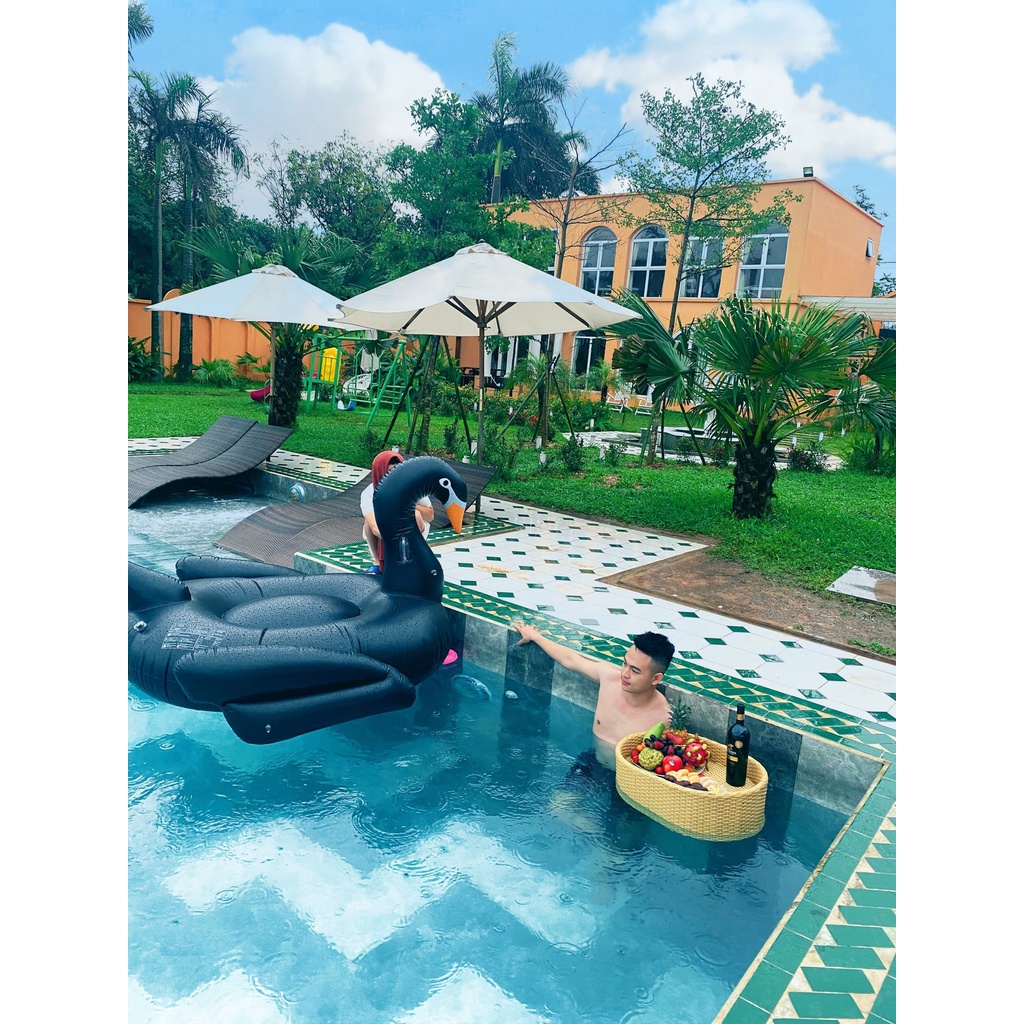 Khay nổi để món ăn trong hồ bơi hình oavl 60x45cm