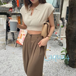 Áo Thun Dệt Kim Tay Ngắn Hở Rốn Màu Trơn Thời Trang Cho Nữ