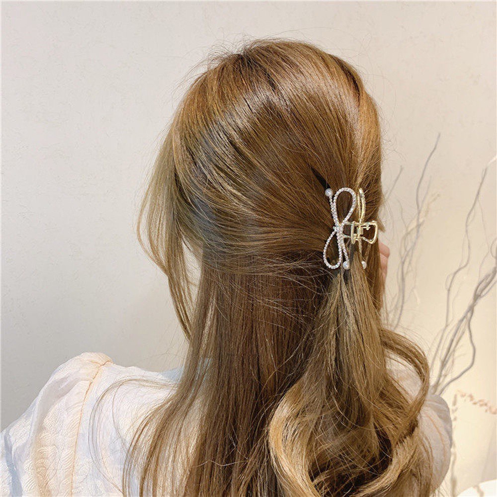 Kẹp Tóc Càng Cua Mini Đính Nơ Và Ngọc Trai Phong Cách Hàn Quốc Thanh Lịch Cho Nữ Giá Đỡ