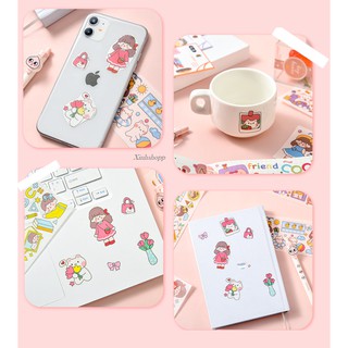 Sticker Diy Cô Gái Gấu Thỏ (1 Miếng)