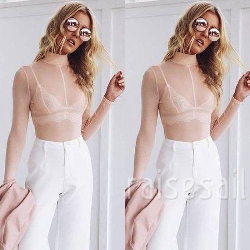 Áo Croptop lưới tay dài cổ lọ