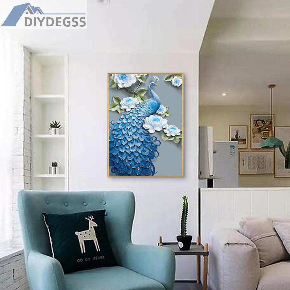 Bộ Tranh Đính Đá 5d Hình Chim Khổng Tước DIY Tự Hoàn Thiện Tại Nhà