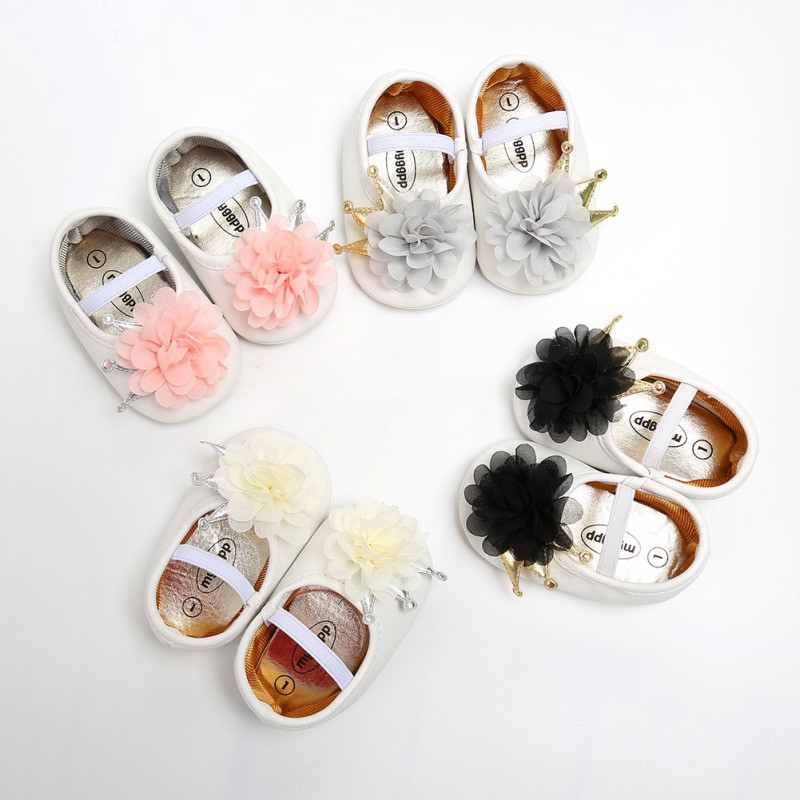 Giày búp bê đính hoa đế mềm cho bé gái