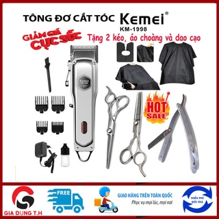 Tông đơ cắt tóc cao cấp không dây thân Nhôm nguyên khối Kemei 1998