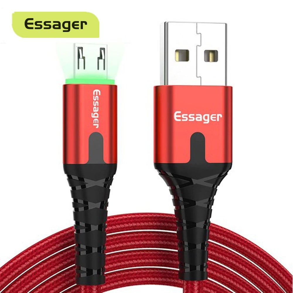 Essager Cáp sạc Micro Type C  USB có đèn LED cho điện thoại Android Samsung Xiaomi Oppo