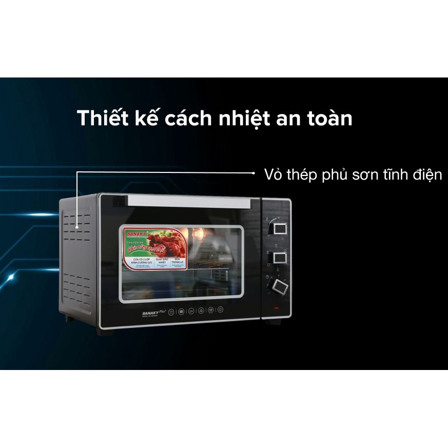 Lò nướng điện đa năng Sanaky VH5099S2D 50 lít- Mới 100%-Chức năng chính Làm giòn bánh Nướng bánh Nướng gà