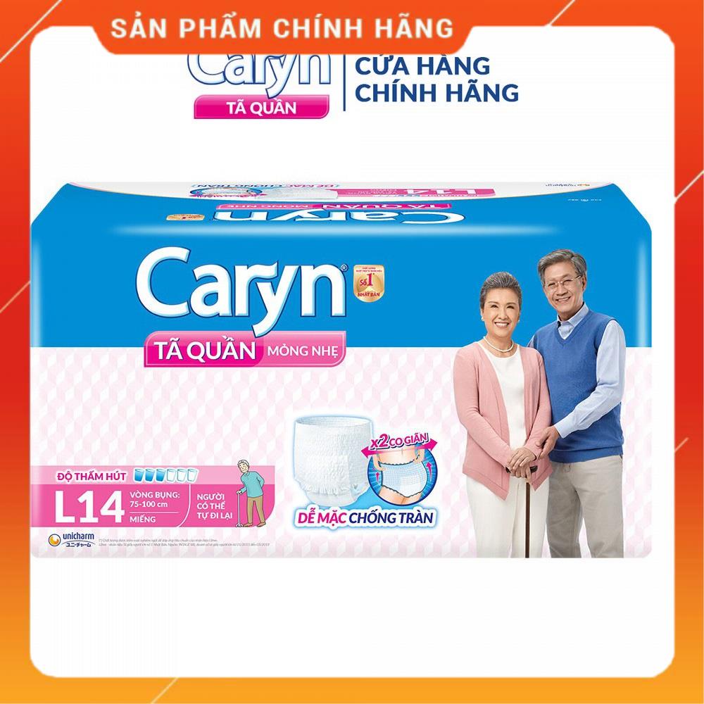 Bỉm người già CARYN dạng quần đủ size M16/L14/XL12, Bỉm người lớn mỏng nhẹ chống tràn mềm mại di chuyển tiện lợi