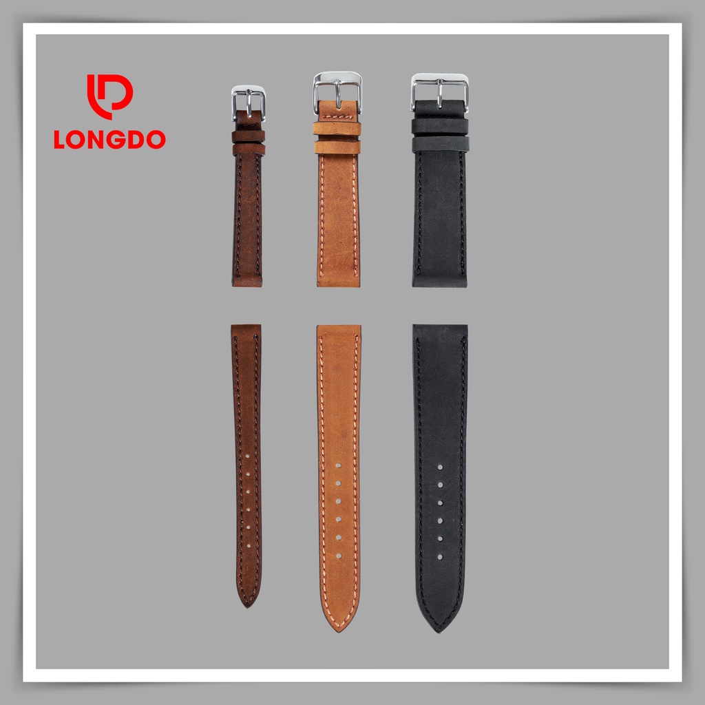 Dây đồng hồ 22mm da bò sáp - Đủ size 12/14/16/18/20/22/24 - Thương hiệu uy tín Longdo Leather