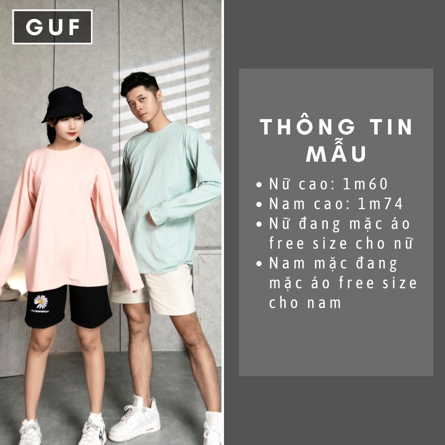 Áo Thun Tay Dài Nam Nữ Form Rộng Cổ Tròn Đủ Màu Đen Trắng Basic Chất Phông Cao Cấp Unisex Thương Hiệu GUF