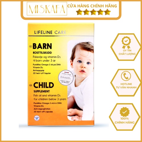 Dầu Cá Kim Cương DHA LIFELINE CARE NAUY, viên uống bổ sung DHA, giúp bổ sung DHA, EPA và Vitamin D3 cho bé-Hàng xách tay