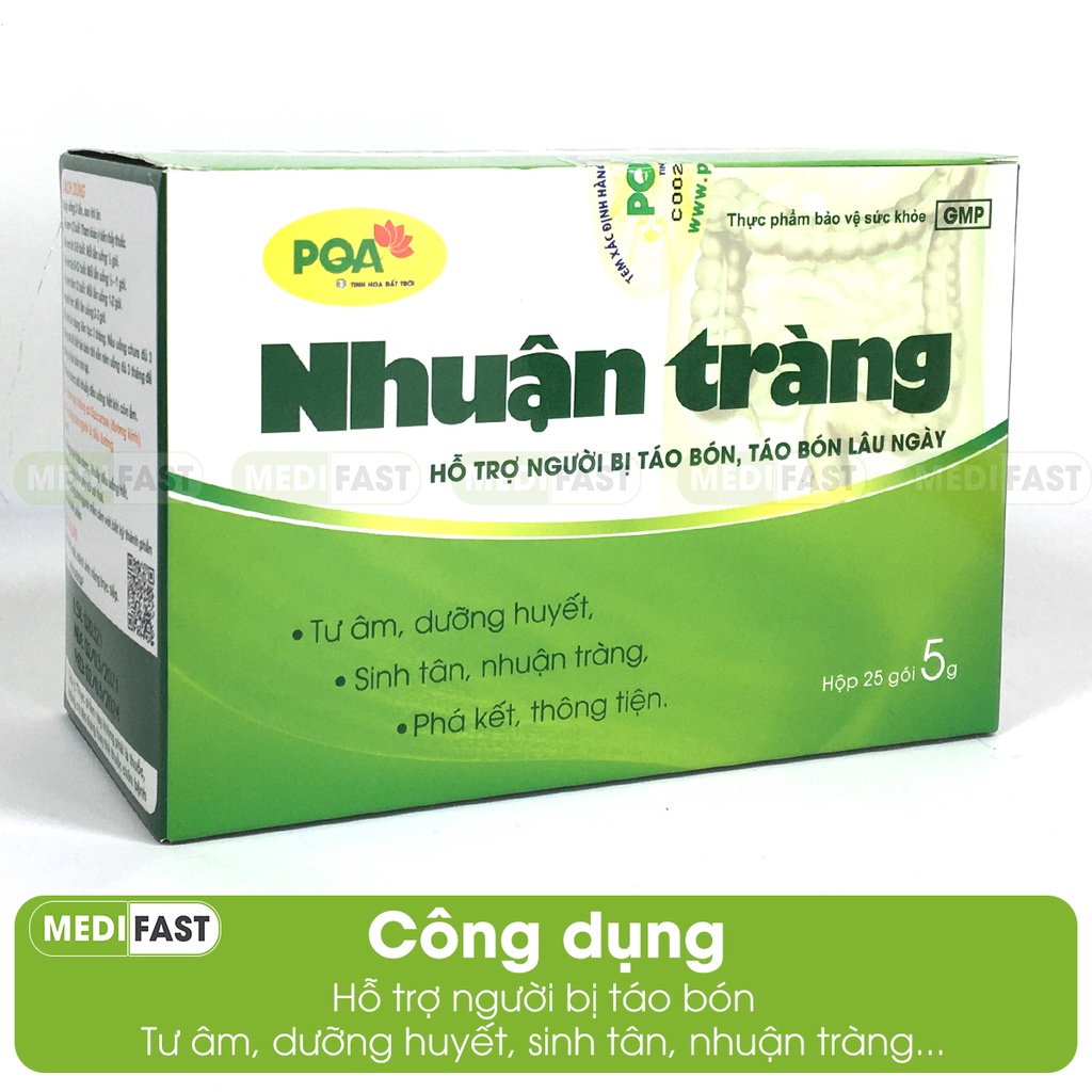 PQA Nhuận Tràng - Giảm tình trạng táo bón, ăn không tiêu, chướng bụng - Dùng được cho người tiểu đường - Hộp 25 gói