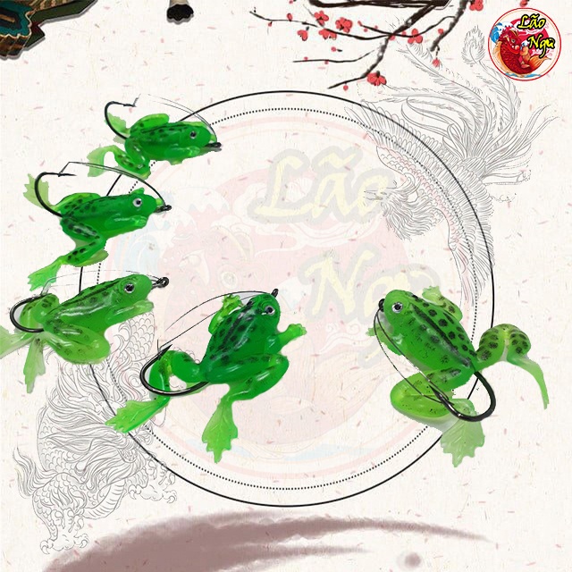 Mồi câu Lure nhái Silicon có lưỡi chống vướng