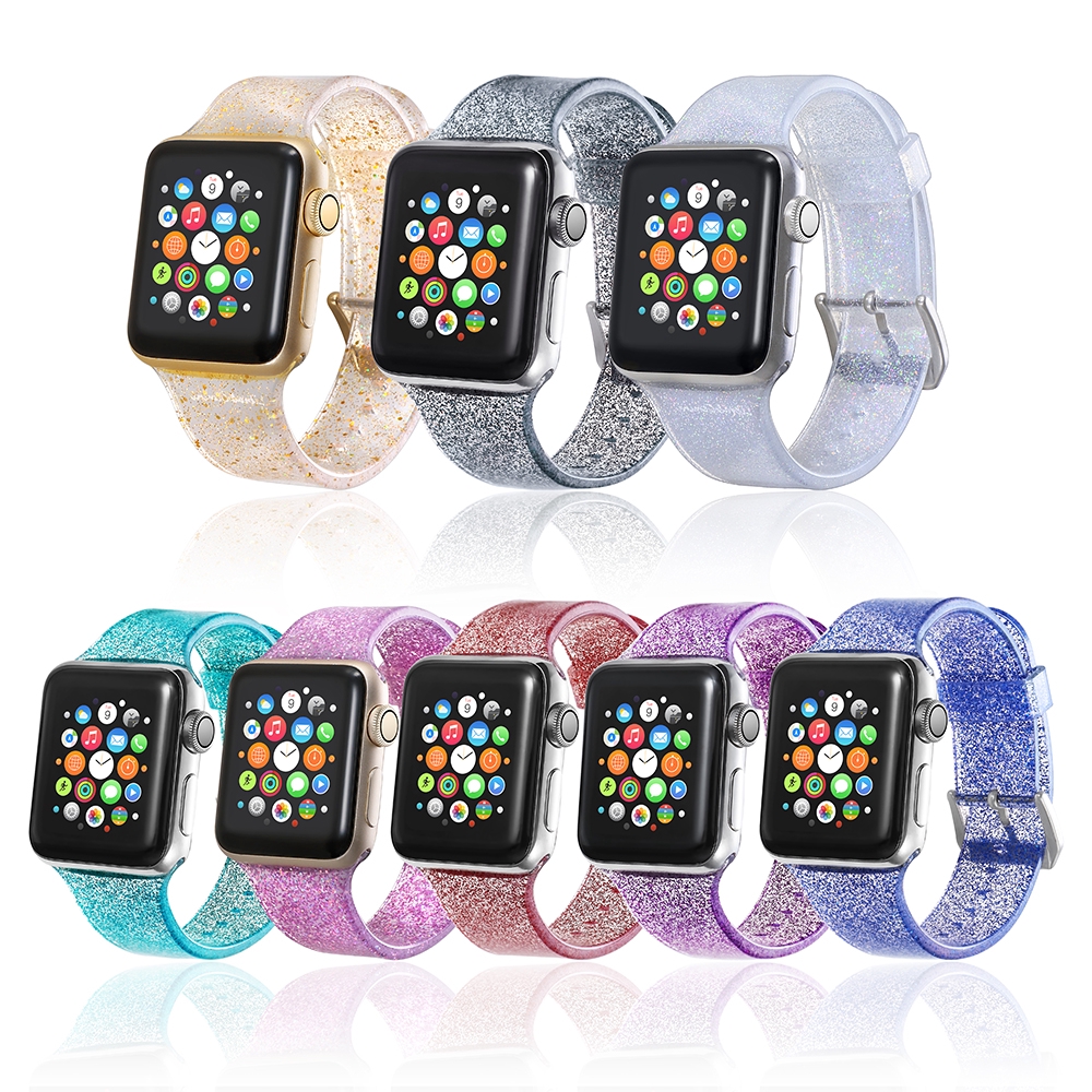 Dây Đeo Thay Thế Chất Liệu Silicon Thiết Kế Kim Tuyến Thời Trang Cho Apple Iwatch Series 1 2 3 4