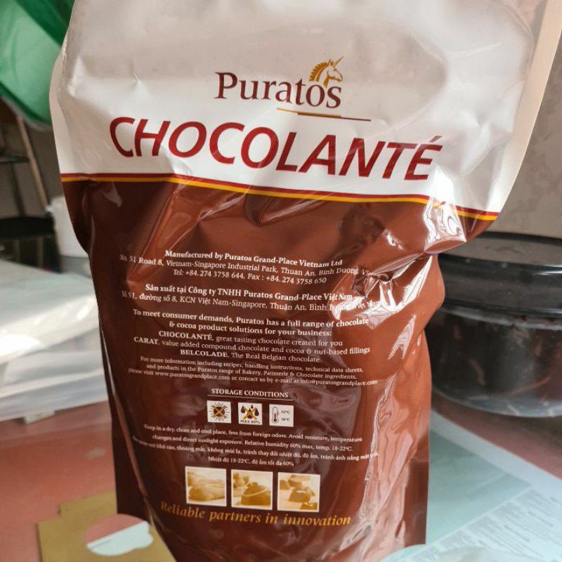 Bột chocolate nguyên chất không đường Puratos chia gói 200g