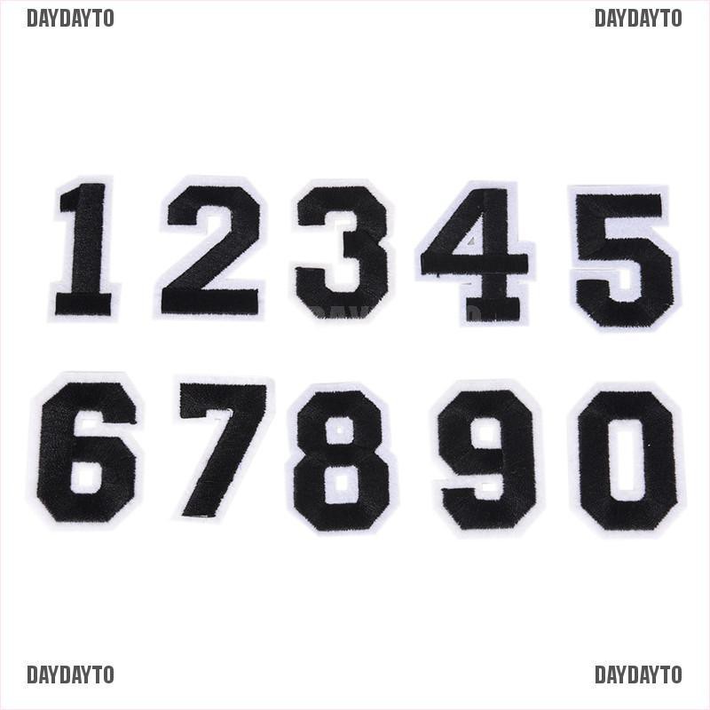 10 Miếng Dán Ủi Quần Áo Thêu Chữ Số Diy