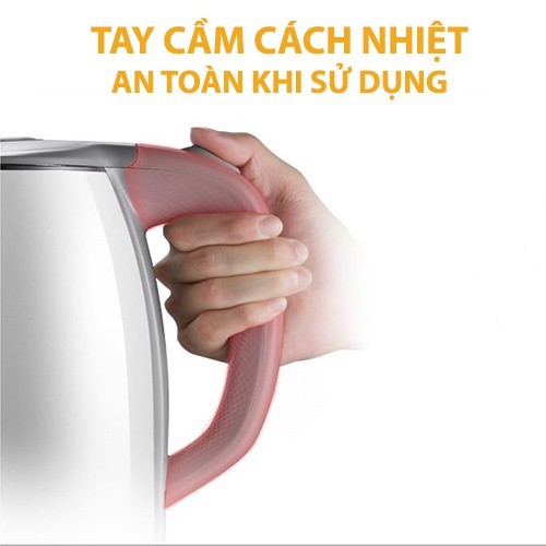 Ấm đun nước siêu tốc Yoice, bình đun nước siêu tốc inox 304 cách điện cách nhiệt 2 lớp công suất mạnh