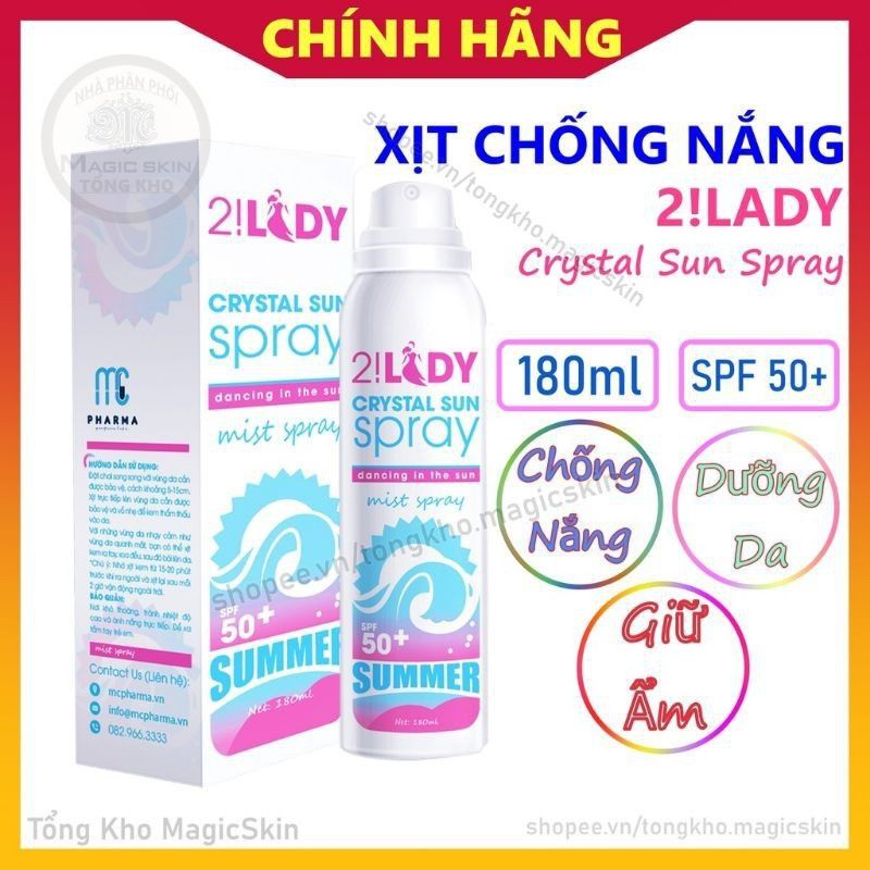NSX:1/4/2021]XỊT CHỐNG NẮNG TRẮNG DA 2LADY BỌT BIỂN ĐÁ LẠNH SPF 50+